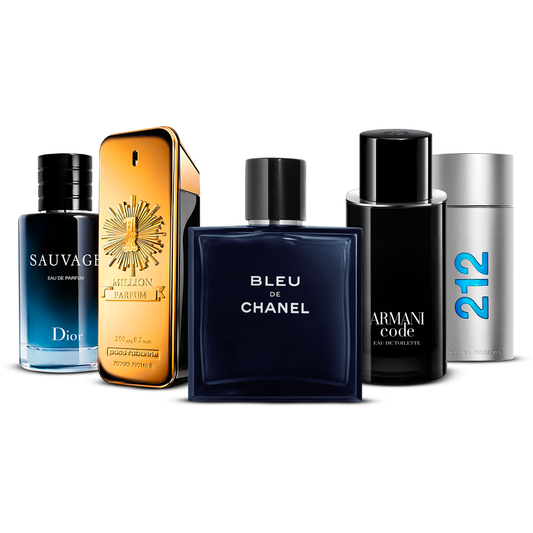 Set di 5 profumi   – Sauvage, 1 Million, Bleu de Chanel, Armani Code e 212 Men  [100 ml ciascuno]