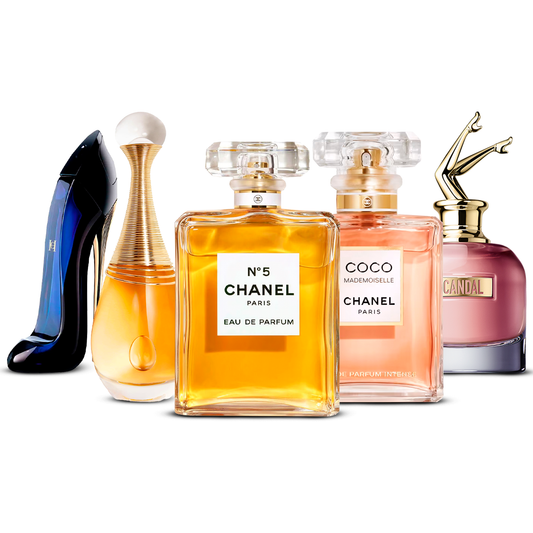 Set di 5 profumi – Good Girl, J'adore, Chanel Nº5, Coco Mademoiselle e Scandal [100 ml ciascuno]