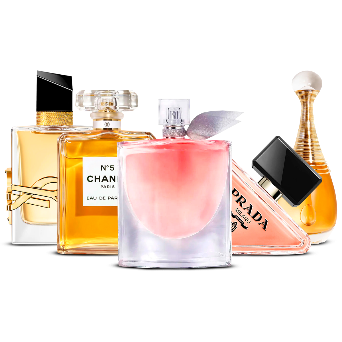 Set di 5 profumi – Yves Saint Laurent Libre, Chanel Nº5, La Vie Est Belle, Prada Paradoxe e J'adore  [100 ml ciascuno]