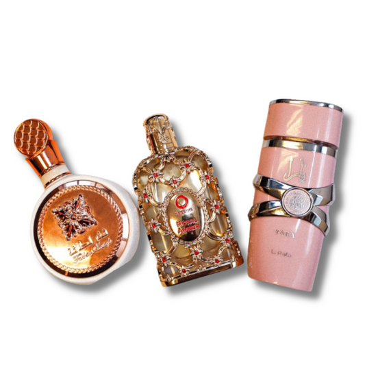 Set di 3 profumi | Lattafa Yara + Fakhar + Royal Amber – Acquista 1 e ricevi 3 profumi ORIGINALI da 100 ml