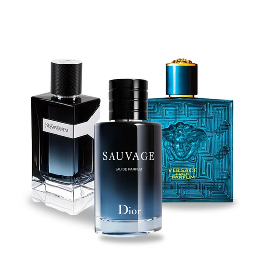 Set di 3 profumi |  Dior SAUVAGE, Yves Saint Laurent Y MEN, Versace EROS 100 ml