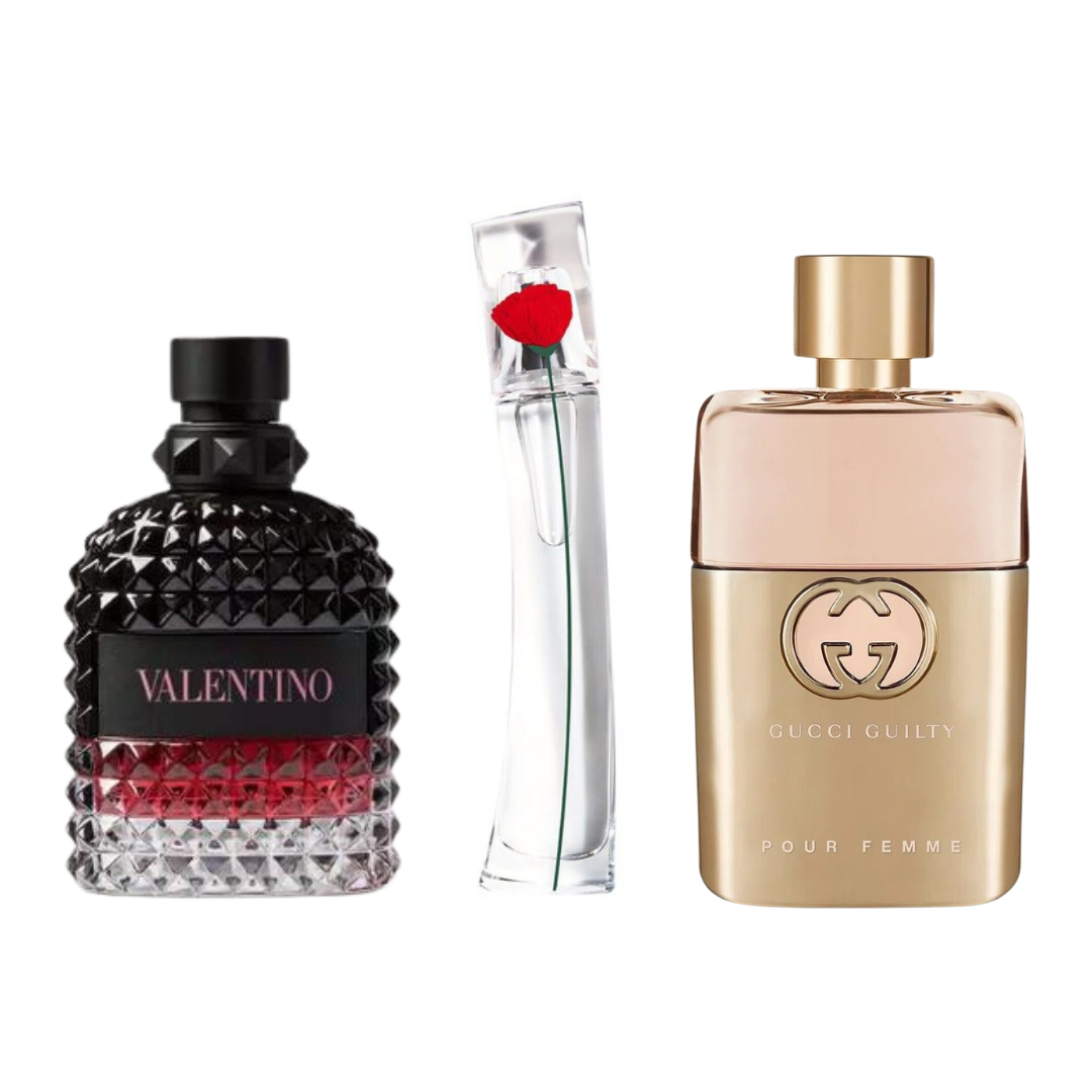 Set di 3 profumi | Gucci Guilty, Valentino Intense, Flower Kenzo 100 ml