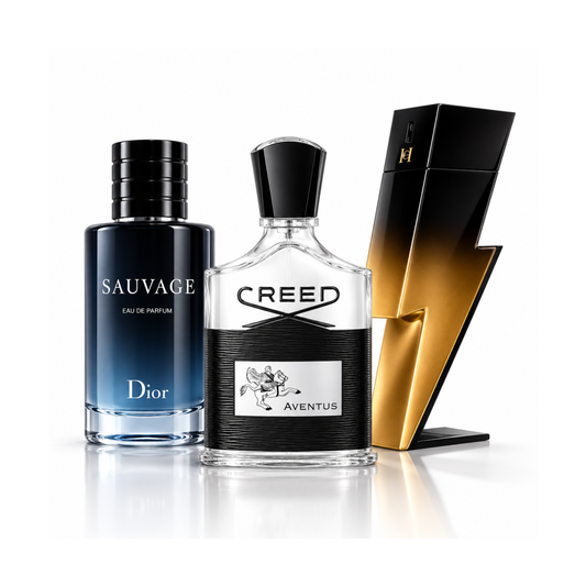 Set di 3 profumi | Sauvage Dior Eau de Parfum – 100 ml | Aventus Creed Eau de Parfum – 100 ml | Bad Boy Extreme Carolina Herrera Eau de Parfum – 100 ml
