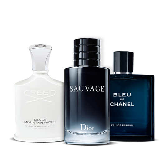Set di 3 profumi | Creed Silver + Sauvage Dior + Bleu de Chanel 100 ml