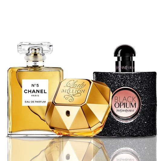 Set di 3 profumi | Chanel N°5 + Lady Million + Black Opium